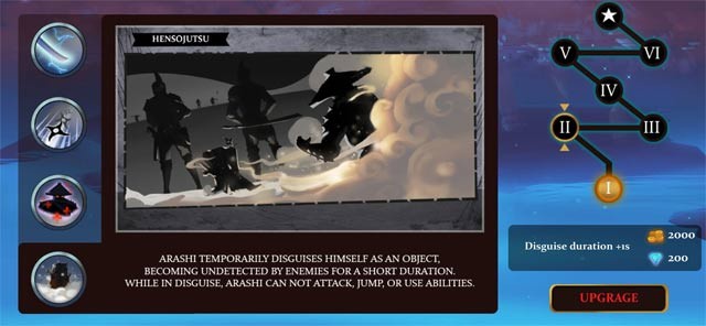 Nâng cấp các kỹ năng ninja