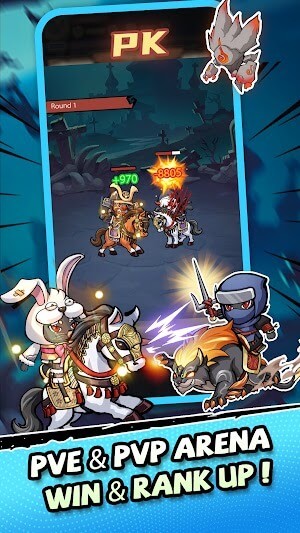 Tham gia các đấu trường PvE và PvE, giành chiến thắng và lên cấp