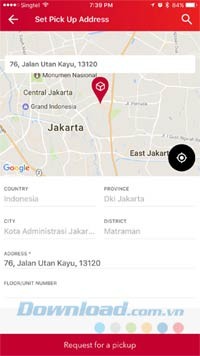 Nhập nơi nhận và lấy hàng