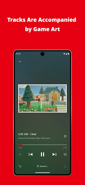 Các bản nhạc trong Nintendo Music đều đi kèm cùng hình ảnh về trò chơi của nó