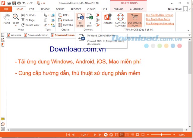 Chuyển đổi PDF sang Word và nhiều định dạng khác