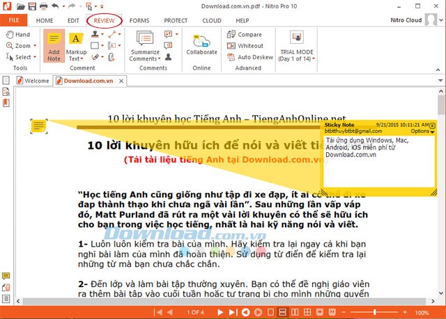 Thêm ghi chú vào PDF