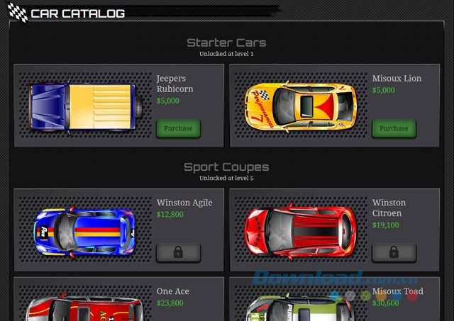 Chọn mua xe siêu đẹp trong Nitro Type Race Online