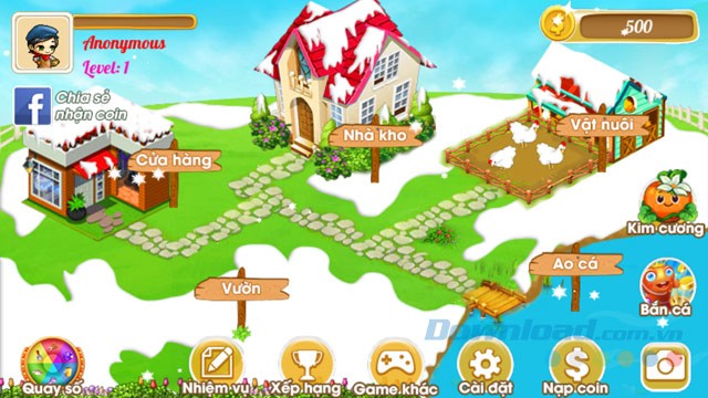 Giao diện game Nông trại trên mây