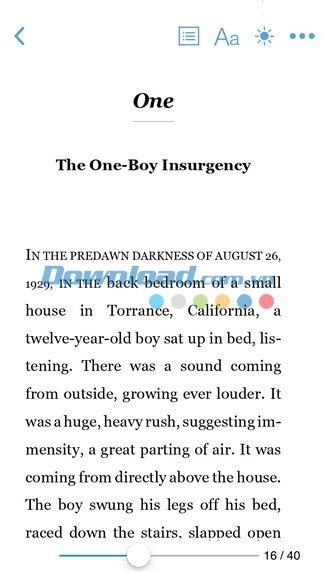 Giao diện đọc sách của Nook