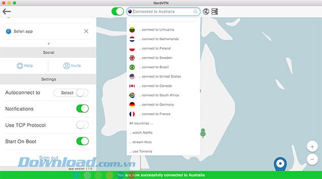 Hỗ trợ kết nối tới nhiều máy chủ trên thế giới