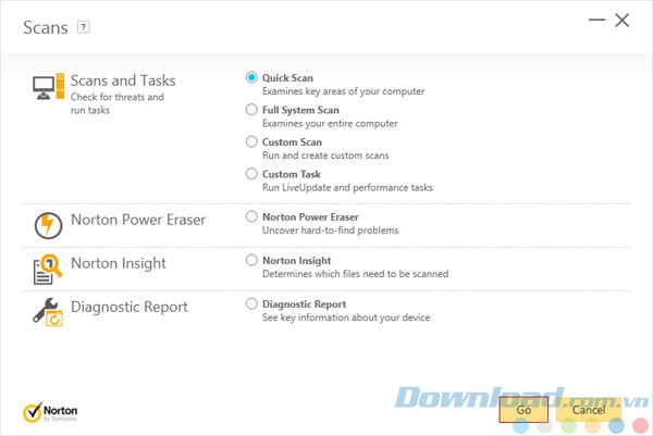 Tùy chọn quét của Norton Security