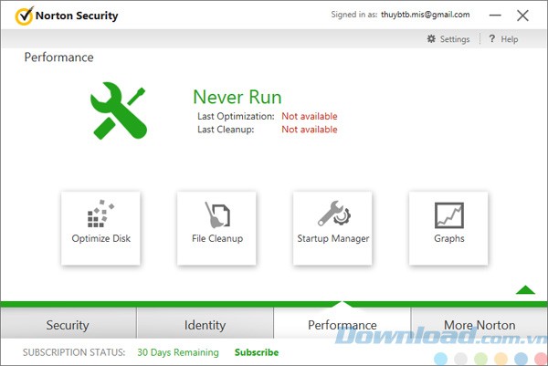Các tùy chọn trong Performance