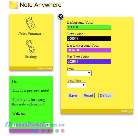 Thay đổi màu sắc cho ghi chú