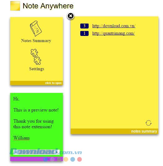 Danh sách các trang có ghi chú