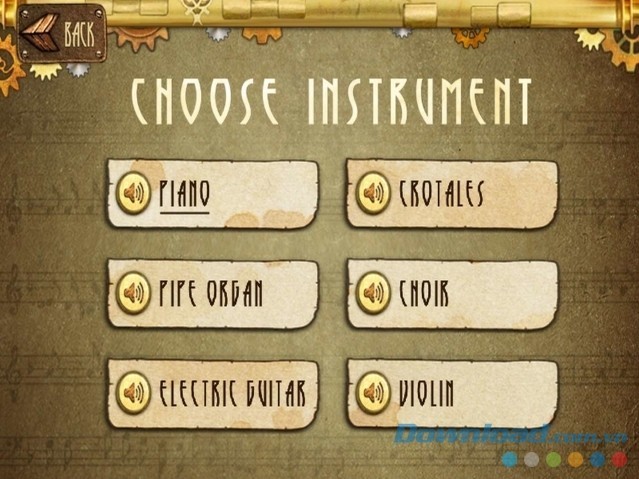 Lựa chọn nhạc cụ phù hợp trong game âm nhạc miễn phí Note Fighter cho máy tính và Windows Phone