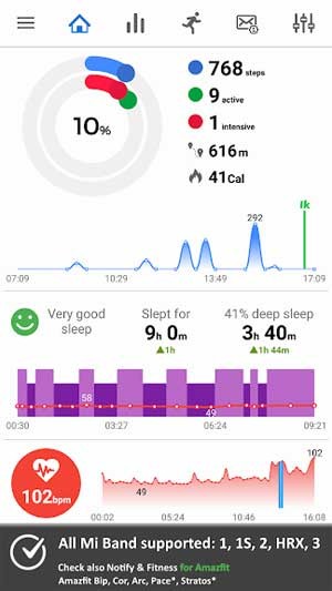 Notify & Fitness for Mi Band là ứng dụng theo dõi vận động dành riêng cho Xiaomi Mi Band
