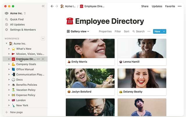 Các nhóm làm việc chỉ cần một thời gian ngắn để làm quen với Notion