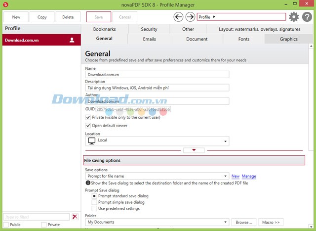 Các thiết lập chung