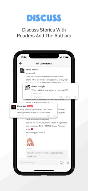 Thảo luận câu chuyện bạn thích với các fan tiểu thuyết khác và tác giả