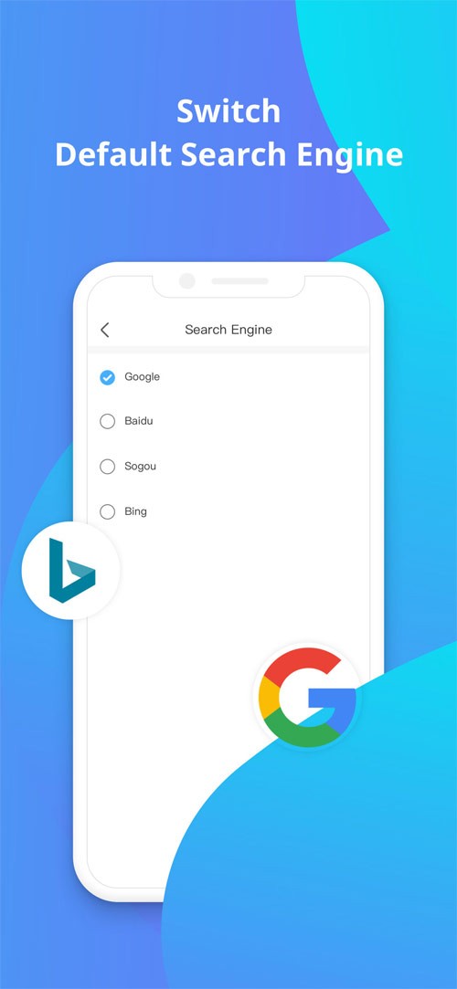 NoxBrower cho phép người dùng chuyển đổi giữa nhiều engine tìm kiếm