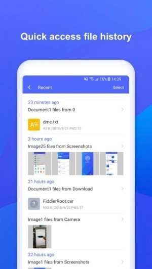 Truy cập nhanh vào lịch sử file