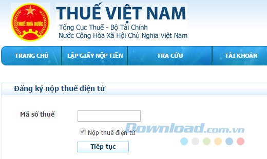 Đăng ký nộp thuế điện tử