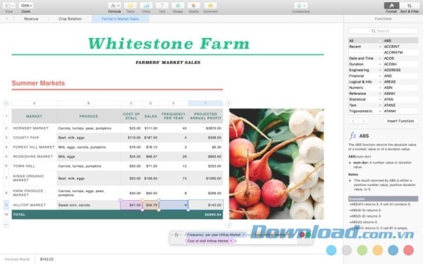 Numbers cho Mac cung cấp nhiều tính năng xử lý thông tin hữu ích