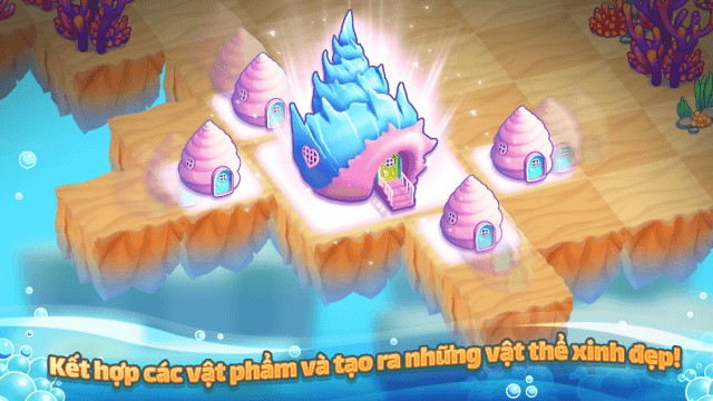 Hợp nhất các vật phẩm để tạo ra vật phẩm mới đẹp hơn trong game Ocean Merge