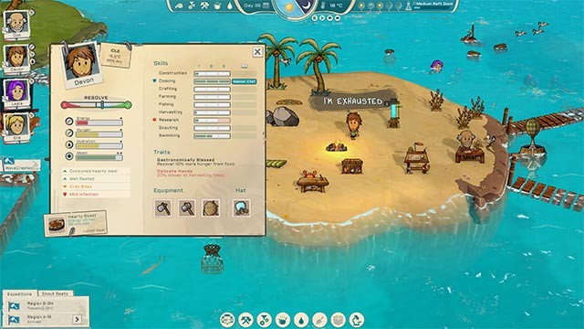 Kiểm soát các chỉ số đói khát, sức khỏe... và tận dụng sức mạnh của mỗi Oceaneer