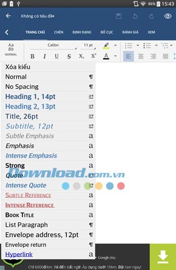 OfficeSuite 8 hỗ trợ nhiều kiểu chữ
