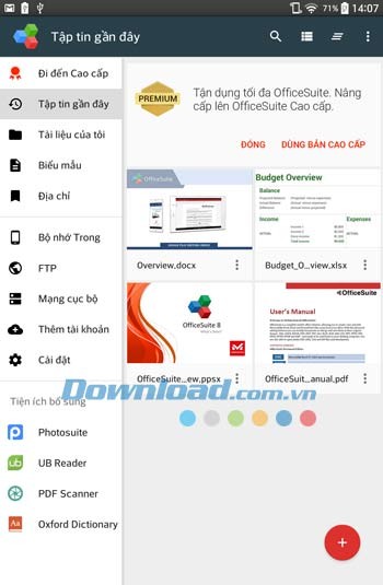 Giao diện ứng dụng OfficeSuite 8