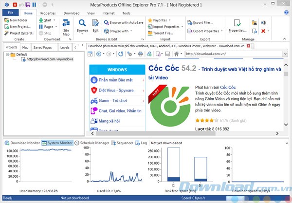 Giao diện của Offline Explorer Pro