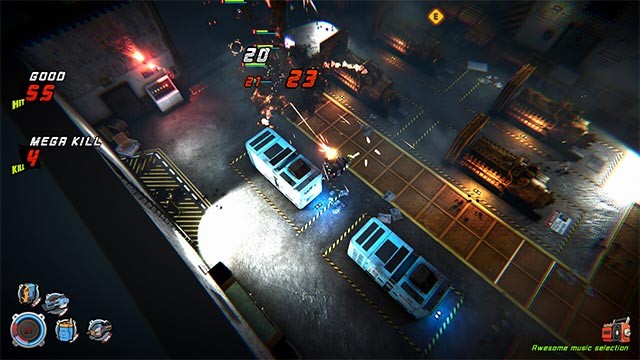 Điều khiển người máy AI chiến đấu với phong cách bắn súng top-down kết hợp hành động