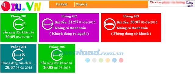 Giao diện chính OHotel
