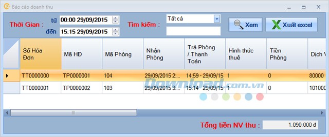 Báo cáo tình hình doanh thu khách sạn