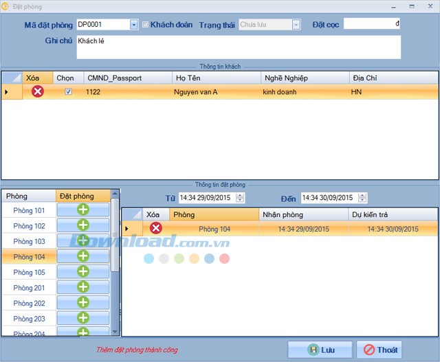 Đặt phòng trước theo khách lẻ, khách đoàn