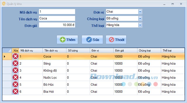 Chức năng quản lý kho trong OHotel