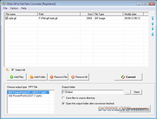 Okdo Gif to Ppt Pptx Converter