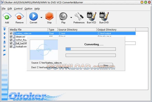 Okoker AVI/DIVX/MPEG/RMVB/WMV to DVD VCD Converter&Burner