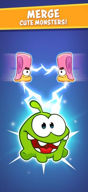 Hợp nhất các quái vật đáng yêu để tạo ra sinh vật mới cao cấp hơn trong Om Nom: Merge