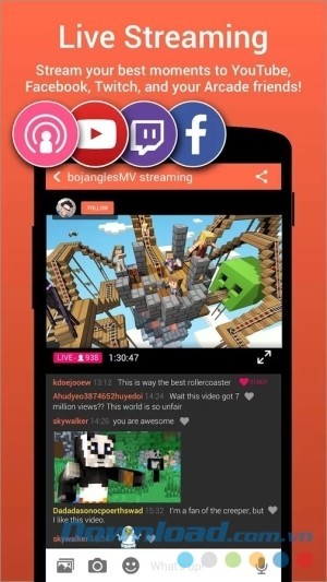 Omlet Arcade cho Android ứng dụng live stream