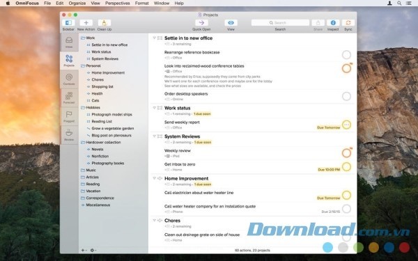 Ứng dụng quản lý nhiệm vụ thông minh OmniFocus cho Mac
