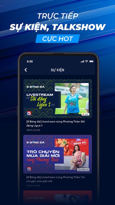 Xem trực tiếp sự kiện, talkshow thể thao