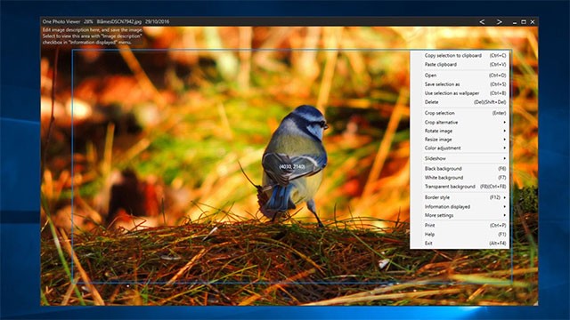 Menu chuột phải gồm rất nhiều tính năng quản lý, chỉnh sửa ảnh miễn phí