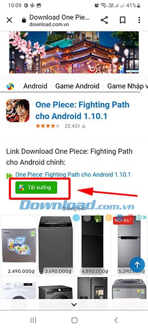 Tiếp tục ấn Tải xuống để tải game