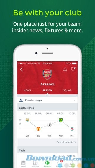 Theo dõi câu lạc bộ yêu thích