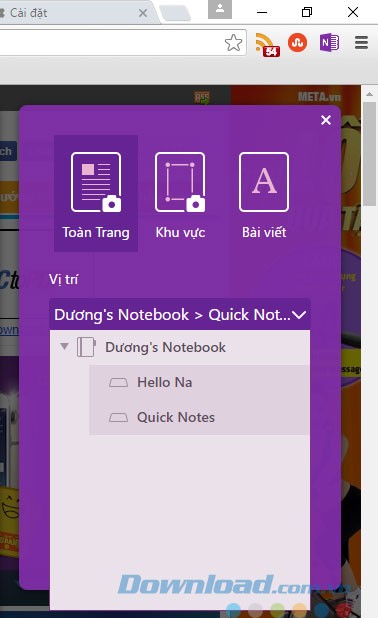 Chọn nơi lưu ghi chú