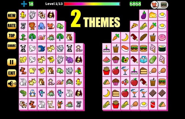 Game Pikachu Cổ điển sở hữu 2 chủ đề: Animal, Food