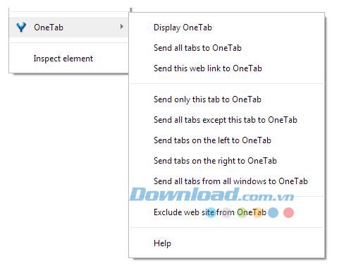 Đưa website vào OneTab từ bất cứ đâu