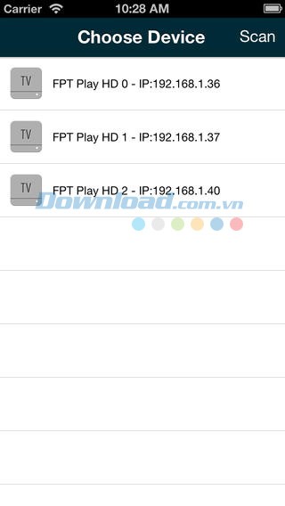 Chọn thiết bị kết nối với smartphone