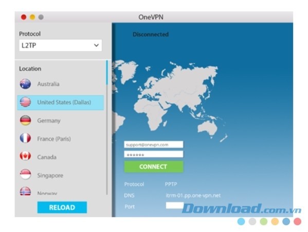 OneVPN cho Mac hỗ trợ kết nối qua nhiều giao thức mạng khác nhau