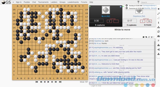 Giao diện bàn chơi Online-Go