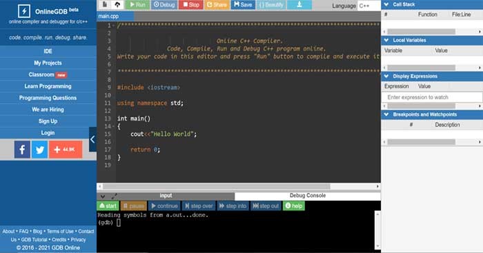Online Pascal Compiler là trình biên dịch Pascal trực tuyến
