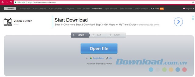 Giao diện Online Video Cutter